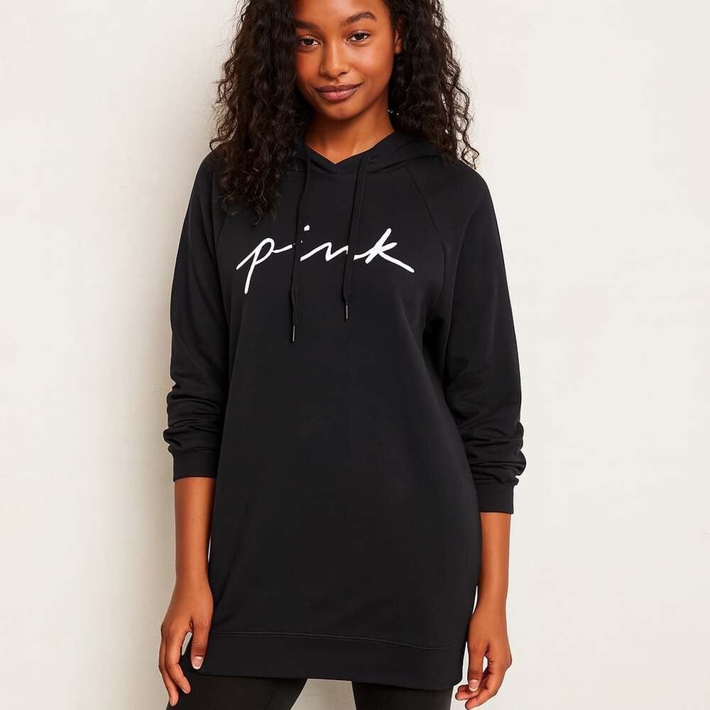 Victoria's Secret PINK SWEATSHIRT HOODIE LOGO TUNIC SWEATER DRESS XS, to XXL NWT